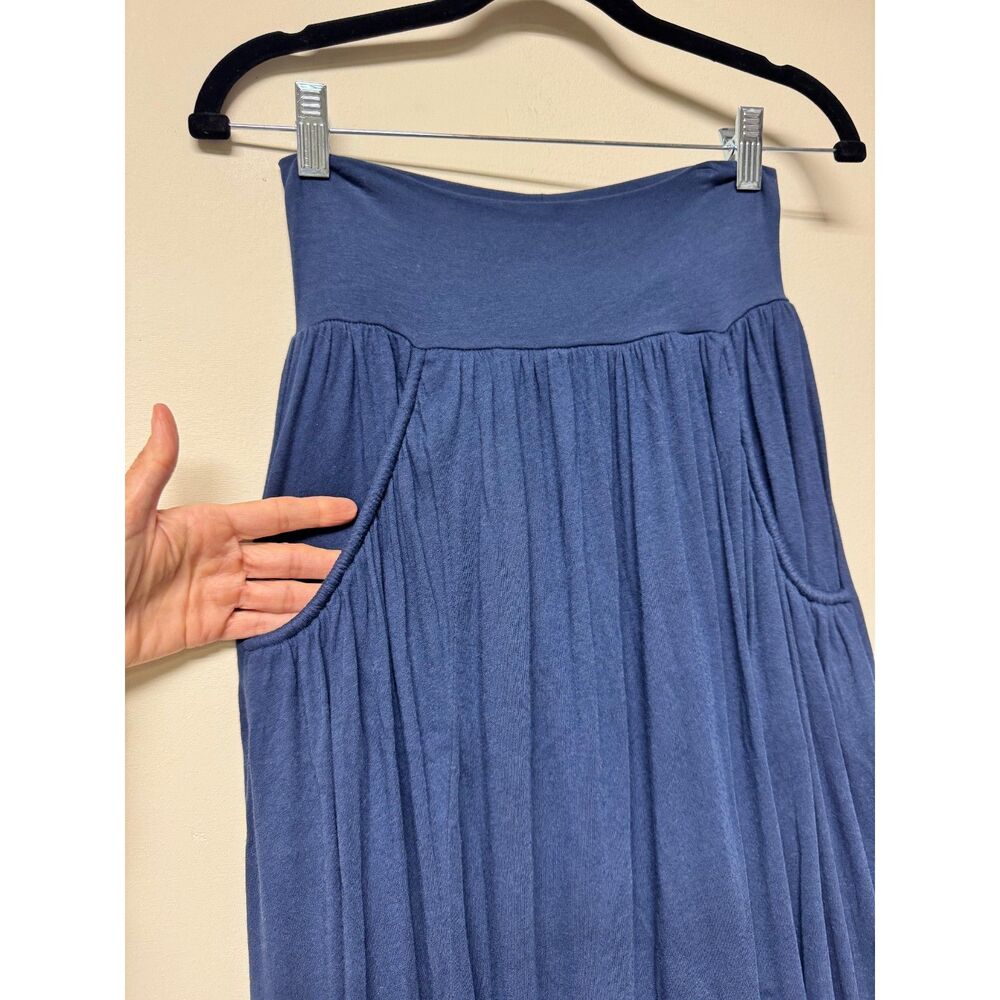 GARNET HILL Favorite Maxi Knit Skirt, Classic Navy, Pockets, Cotton/Modal, Sz PP - Picture 3 of 11